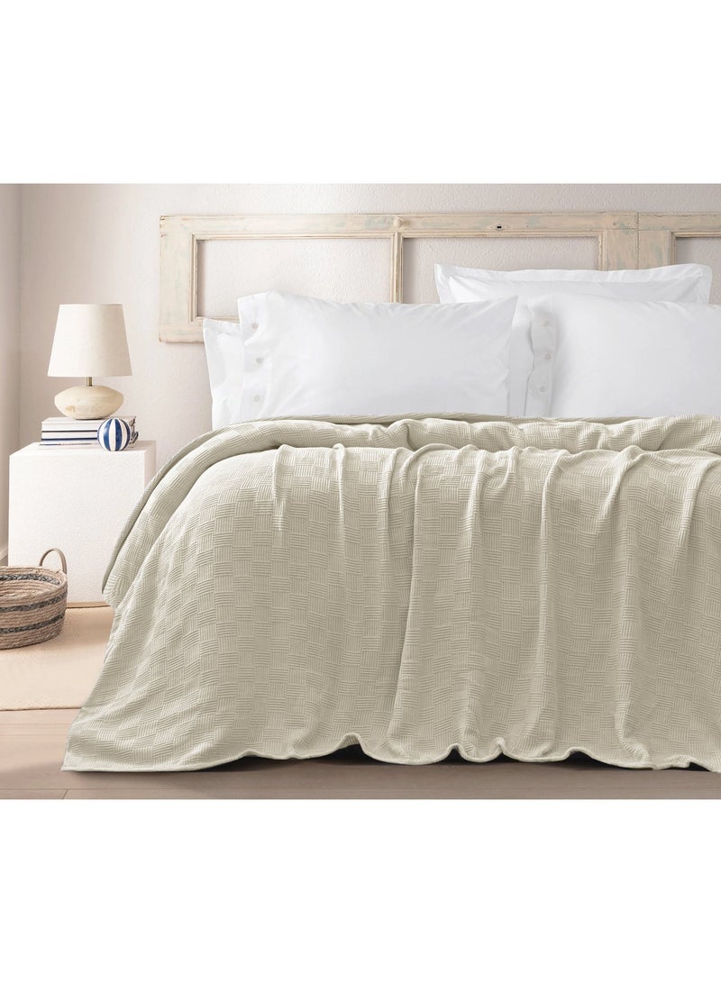 Relax Egyptian cotton Leno throw blanket,ultra-soft & lightweight with an elegant woven design ,king size 255x225 cm ,  Off White - Image 3